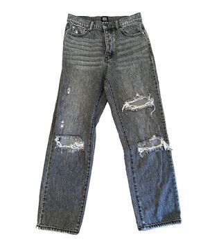 BDG Urban Outfitters Black Jeans Women 27 Slim Straight Distressed Button Fly